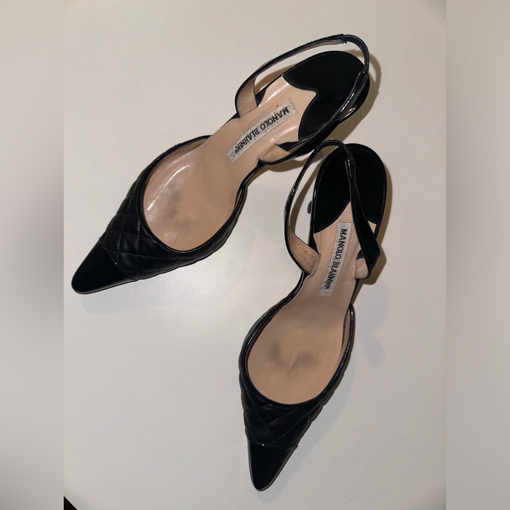 Vintage Manolo Blahnik black kitten keels size 38 1/2